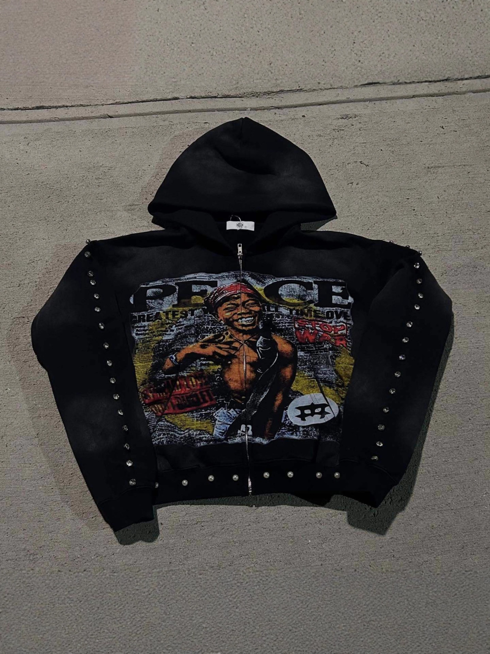 Street Fashion Zip Up Hoodie - 2026年新作アメリカンヒップホップルーズフーディストリートアートグラフィティプリントユニセックストレンディファッションフーディパンクY2Kレトロ個性ニッチ