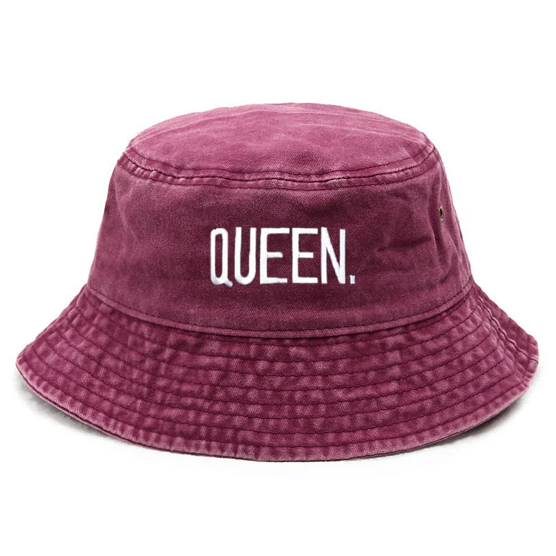 Street Fashion Hats - カスタマイズ可能なクイーンウォッシュドヴィンテージバケットハット、ニューカップルレター刺繍入りヒップホップスタイルハット、アウトドアコットンファッションフィッシングキャップ