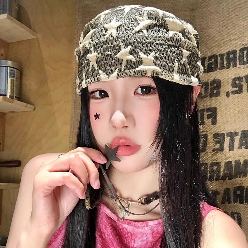 Street Fashion Hats - クールなスタイルの帽子スターサブカルチャー Y2K スカーフ女性のヒップホップスカーフ三角スカーフホットガールシルクスカーフウエスト装飾