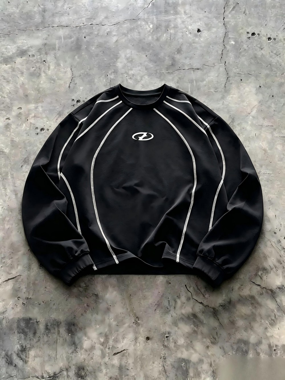 Street Fashion News - 新しいアメリカンメンズ秋のミニマリストレターストライププリントソフトで快適なラウンドネック長袖Tシャツアウトドアストリートトップ