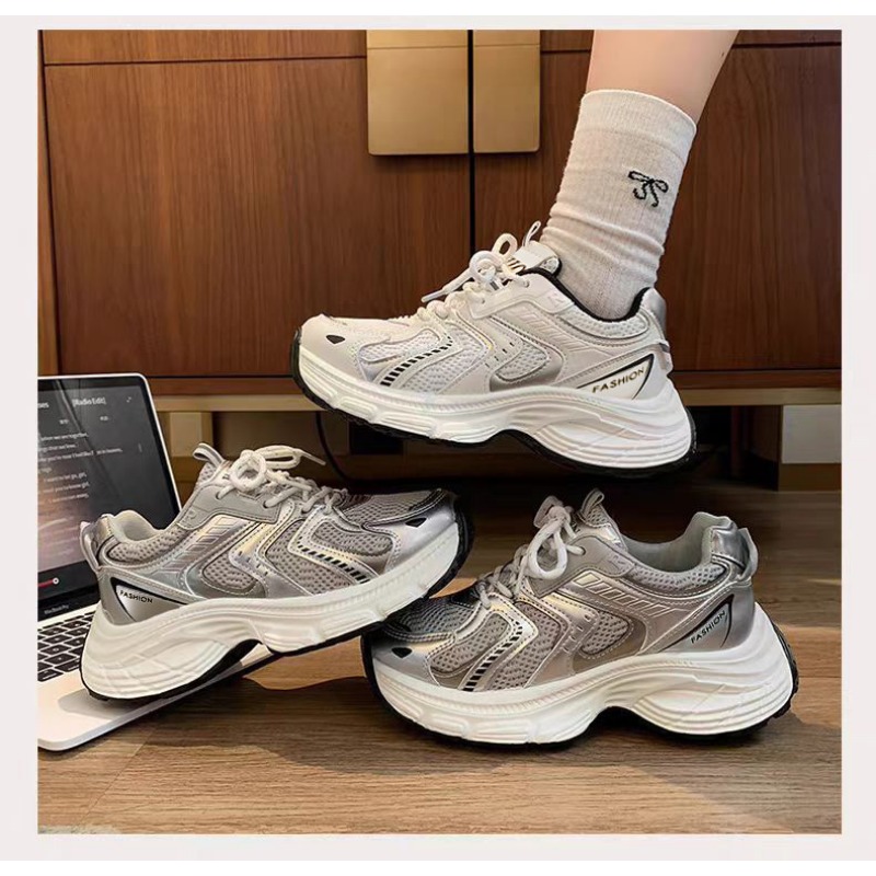 Street Fashion Female - 2026 春の女性アンキーダッドスニーカー通気性メッシュプラットフォームカジュアルシューズレースアップ多用途韓国スタイルストリートウェアトレンディ