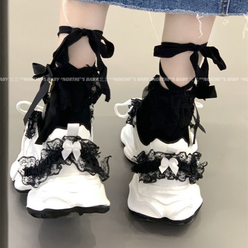 Street Fashion Girl - 戦士オリジナルブランド不格好なスニーカー女の子のための Y2k ユニークなアップリケプラットフォームカジュアルスニーカーハイストリートファッションロリータ靴