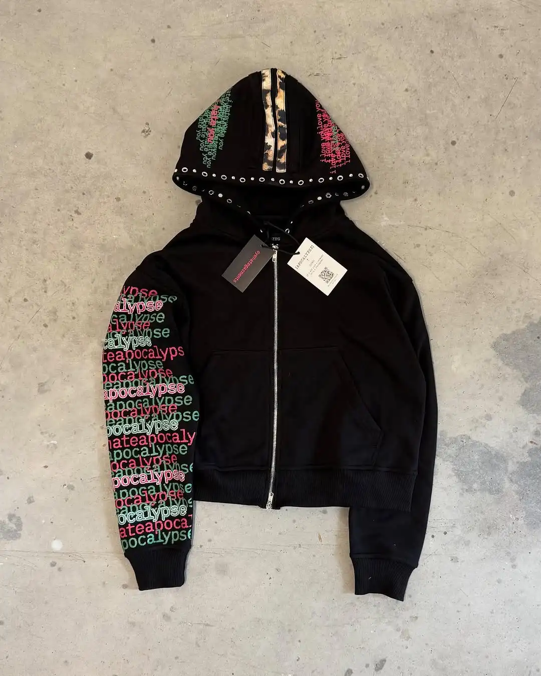 Street Fashion Zip Up Hoodie - Eyehategarment ストリートファッションパーカー原宿ファッションヒョウ柄ルーズパーカー男性女性ルーズカジュアルパーカージャケットストリート