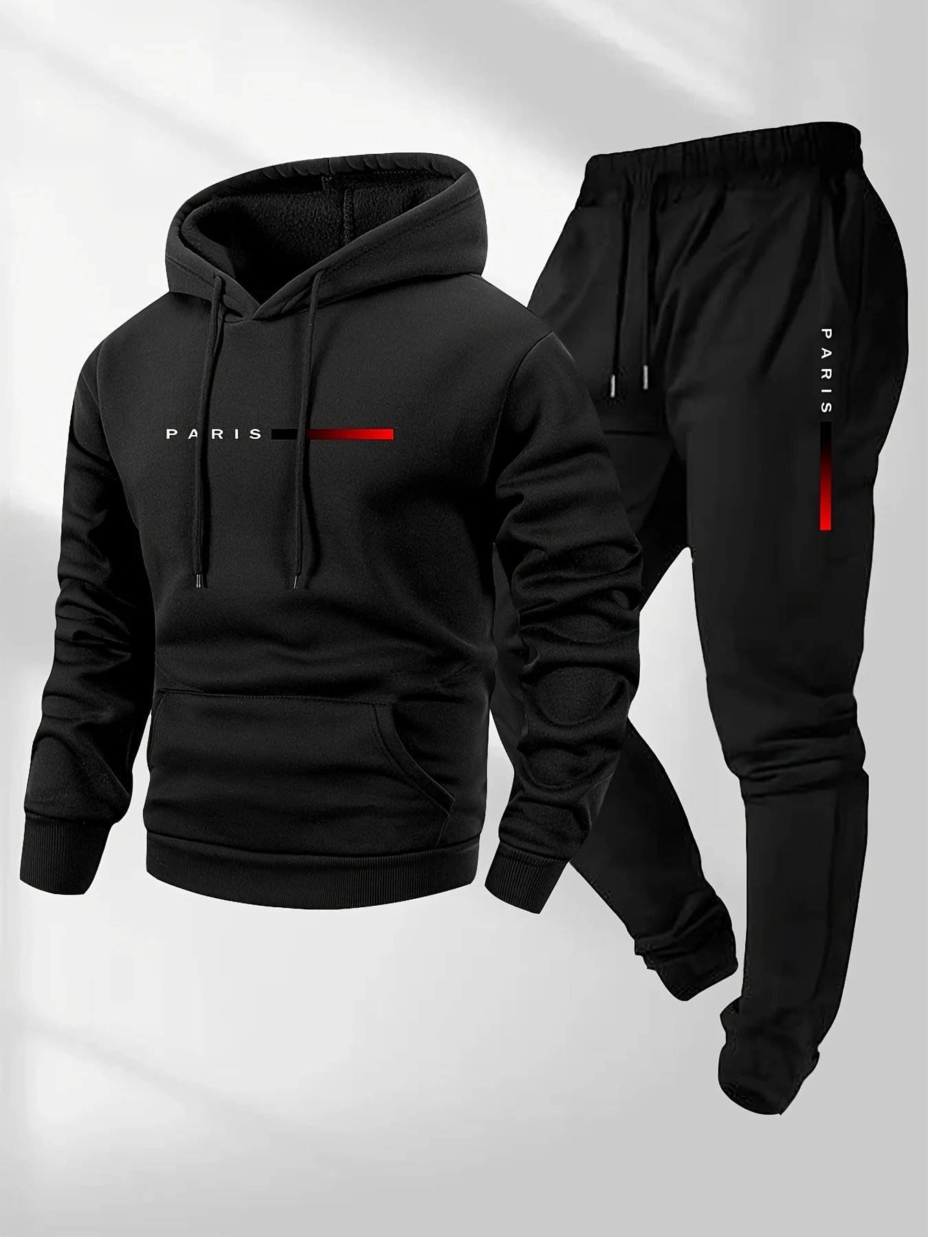 Street Fashion Men - 新しいトレンドストリートファッションレタープリントスポーツウェアセットメンズフード付きスポーツウェアパンツセット春と秋冬の暖かさセット