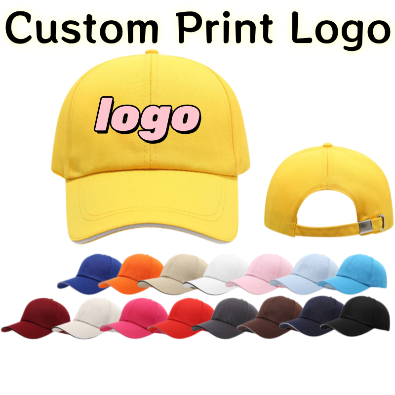 Street Fashion Hats - カスタムプリントロゴ入り純綿メタルバックル6点セット斜め野球帽男女兼用ファッション多用途ダックタンハット