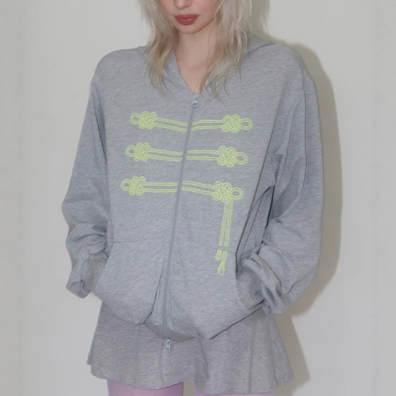 Street Fashion Elements - アメリカントレンドファッション、ゆったりとしたカジュアルで快適な万能ジッパーフーディー、ハイストリート、新しい中国風プリントジッパーフーディー