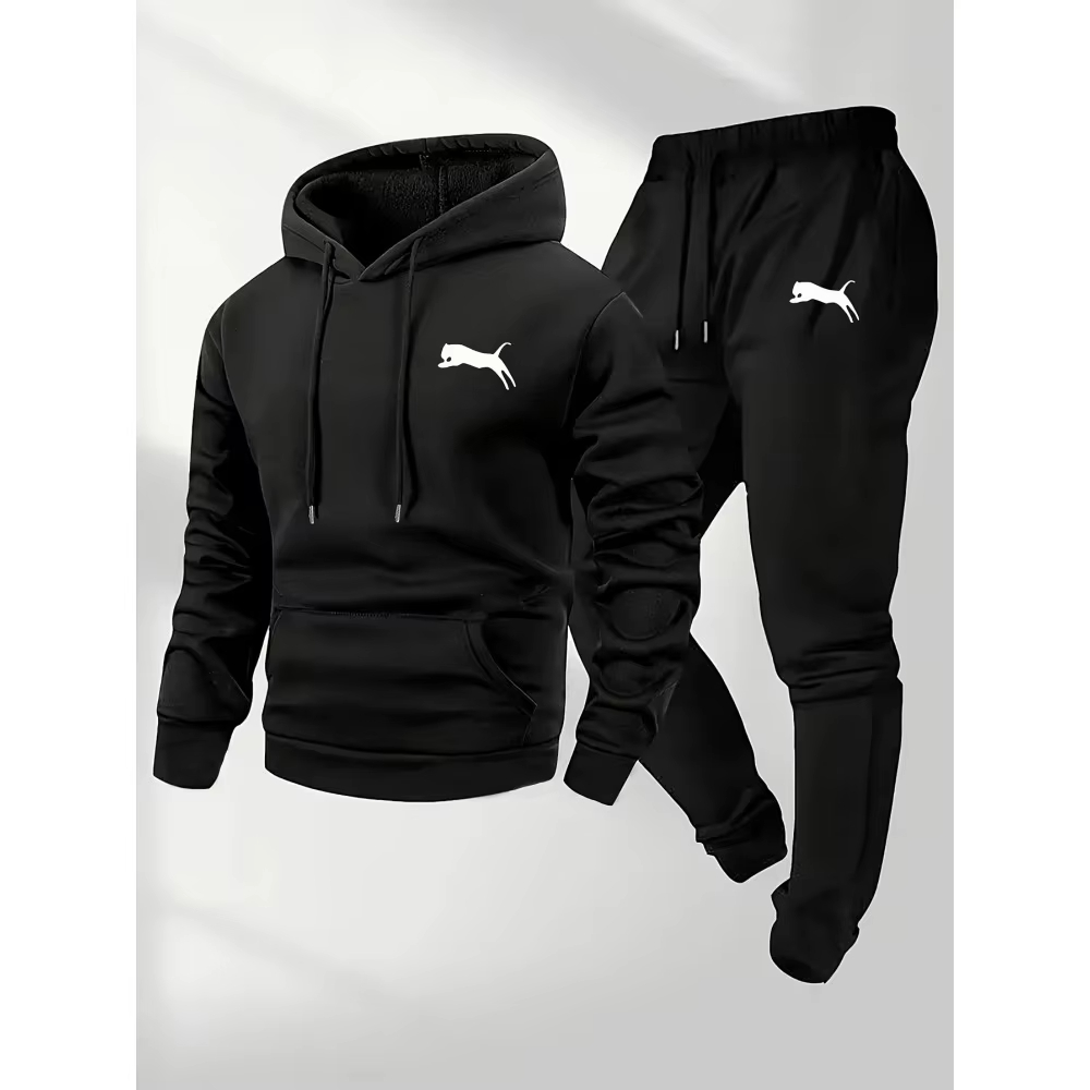 Street Fashion Casual - 2026年売れ筋メンズフード付きスウェット＆パンツセットカジュアルトラックスーツストリートウェアスポーツウェアフィットネスジョガー服上下セット