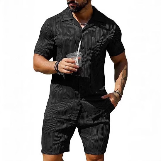 メンズ 2 ピース アウトフィット 半袖ボタンダウン シャツ - Street Fashion Men のレビューと価格