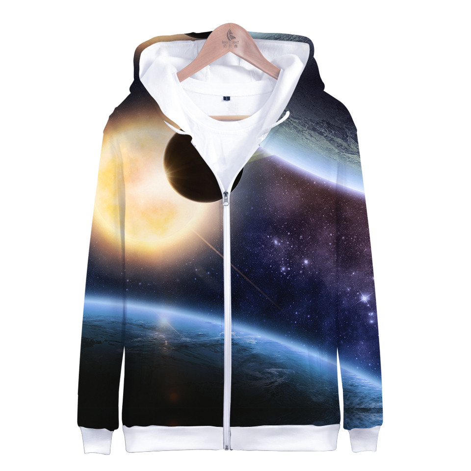 コートスタースペースギャラクシーフード付きパーカー 男の子  - Street Fashion Zip Up Hoodie のレビューと価格