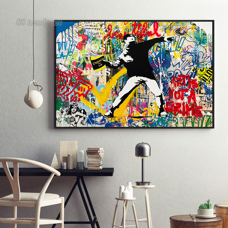 Banksyストリートウォールアートポスターポップグラフィテ - Street Fashion Poster のレビューと価格