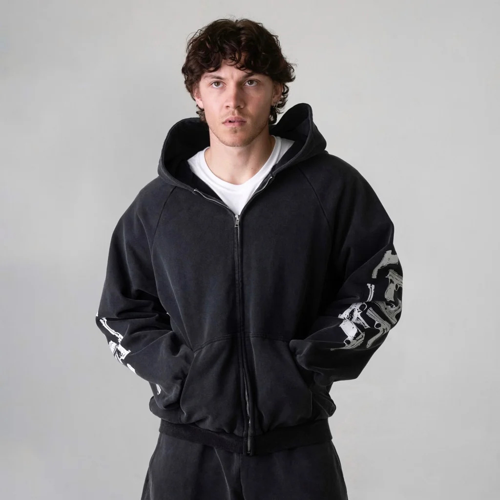 アメリカンストリートスタイル、マイノリティのクリエイティブな - Street Fashion Zip Up Hoodie のレビューと価格
