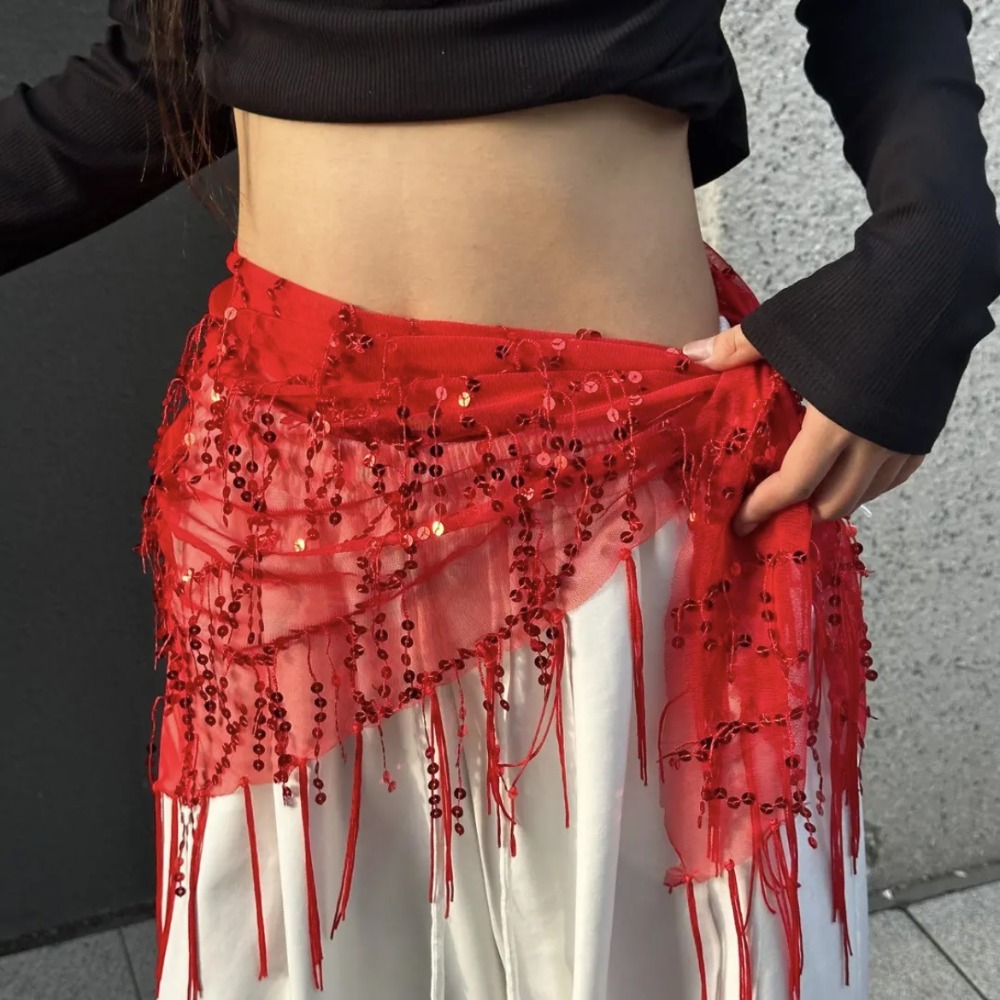 ファッションスパンコールベリーダンスベルトジャズダンスストリ - Street Fashion Thailand のレビューと価格