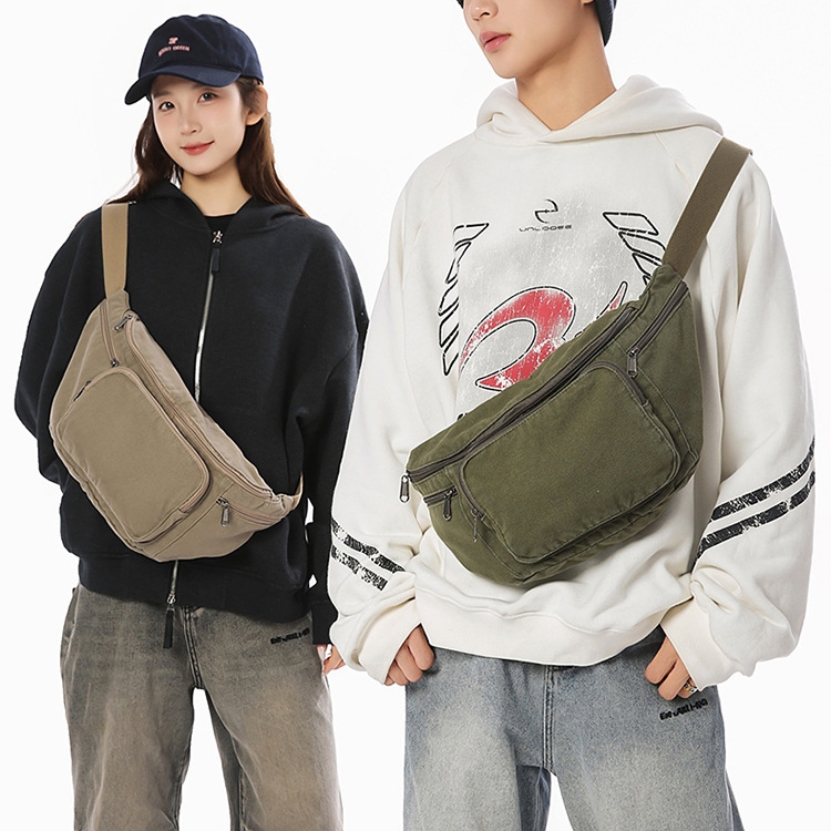 女性用カジュアルキャンバス生地クロスボディバッグ チェストバ - Korean Street Fashion Female のレビューと価格