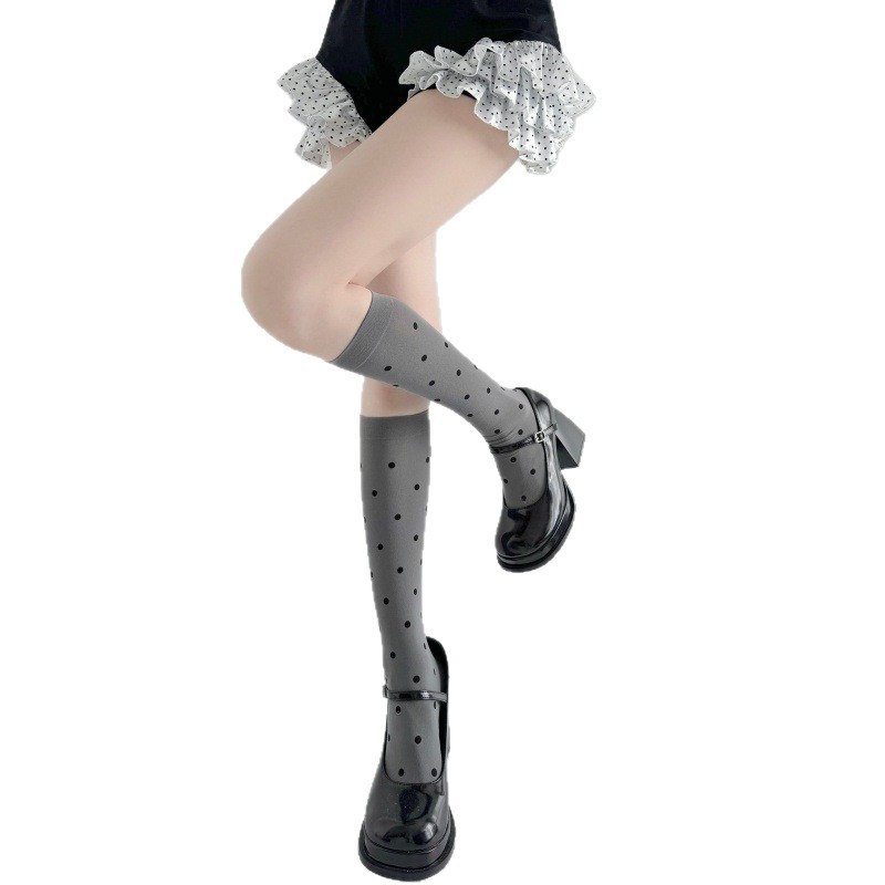 春・秋用超薄型ポルカドットミッドカーフソックス 女性用 和風 - Japanese Street Fashion Female のレビューと価格