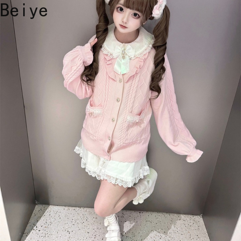 長袖のゆったりとしたデザインのセーターコート。女性向け、オリ - Japanese Street Fashion Female のレビューと価格