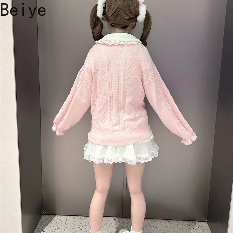 長袖のゆったりとしたデザインのセーターコート。女性向け、オリ - Japanese Street Fashion Female のレビューと価格