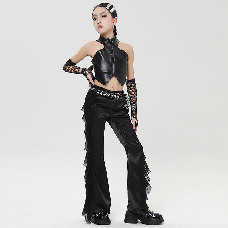 ファッション不規則な吊りネックトップパンツ女の子ジャズダンス - Street Fashion Outfit Girl のレビューと価格