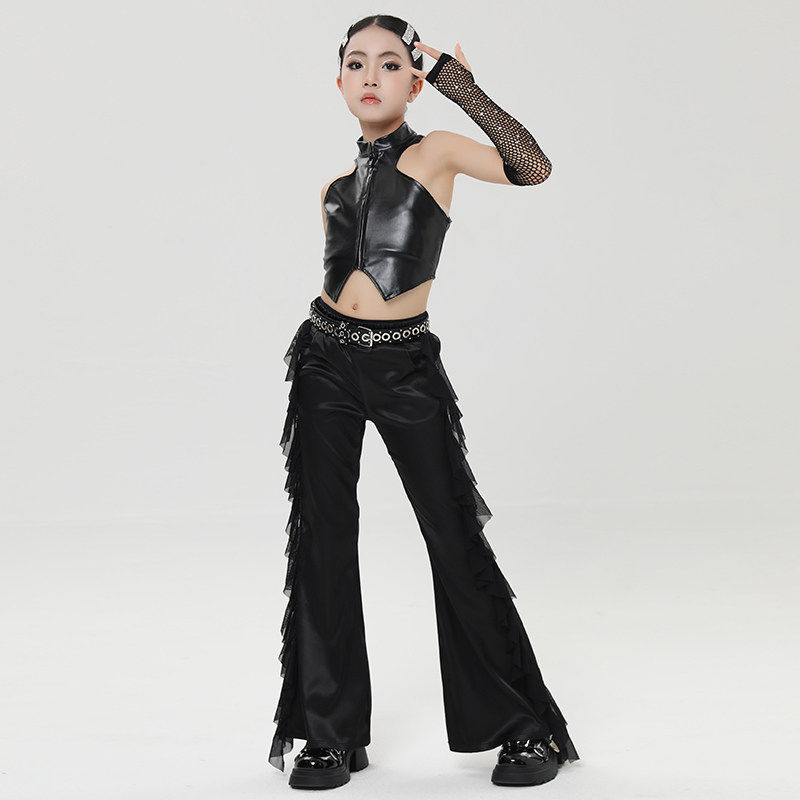 ファッション不規則な吊りネックトップパンツ女の子ジャズダンス - Street Fashion Outfit Girl のレビューと価格