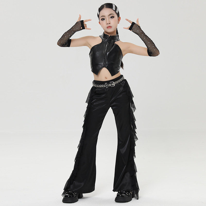 ファッション不規則な吊りネックトップパンツ女の子ジャズダンス - Street Fashion Outfit Girl のレビューと価格