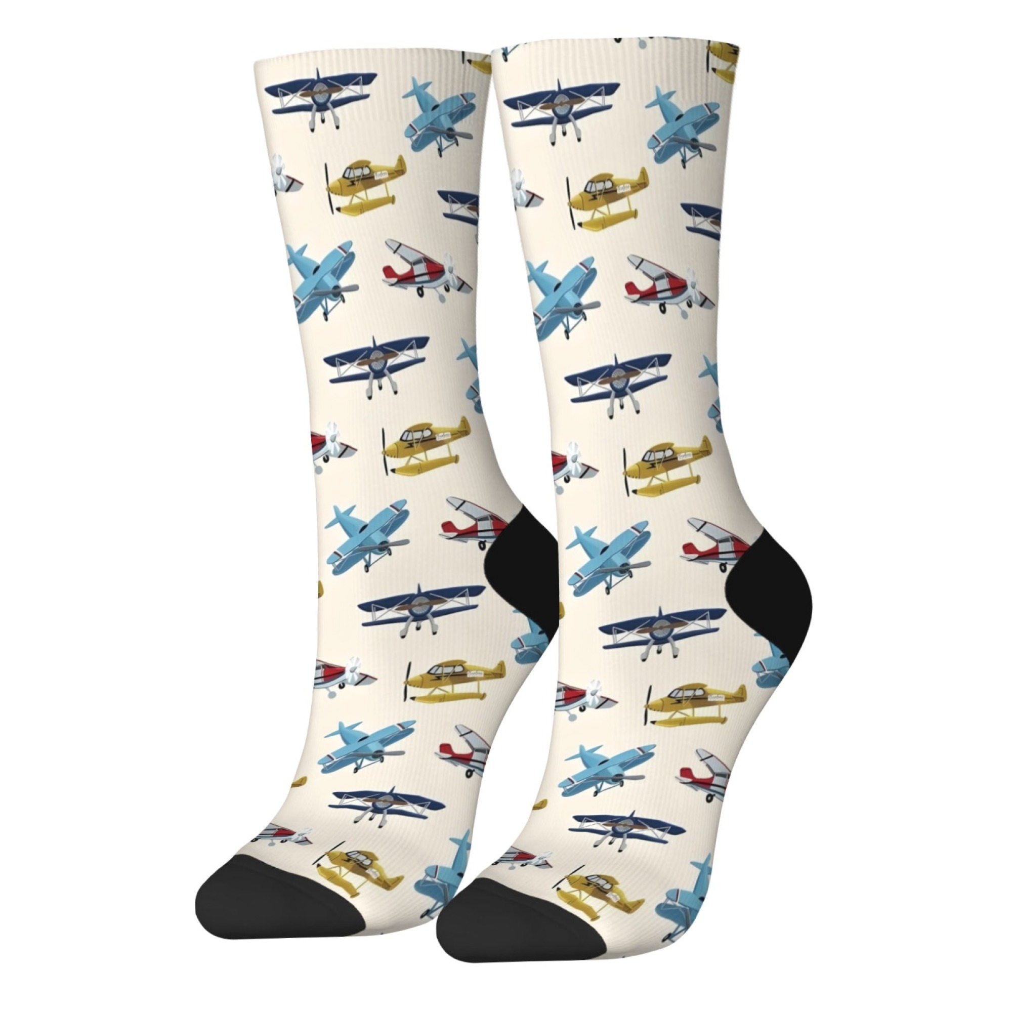 ノスタルジックな飛行機メンズソックスノベルティ面白い漫画ソッ - Street Fashion Style Youtube のレビューと価格