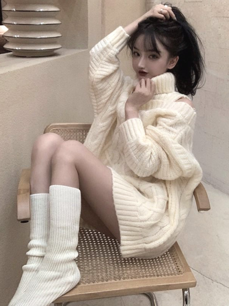 女性の韓国スタイルのニットタートルネックセーター,ワイルドニ - Korean Street Fashion Female のレビューと価格