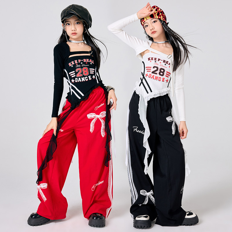 新しい女の子 K-POP ジャズステージ衣装黒、白トップヒッ - Street Fashion Outfit Girl のレビューと価格