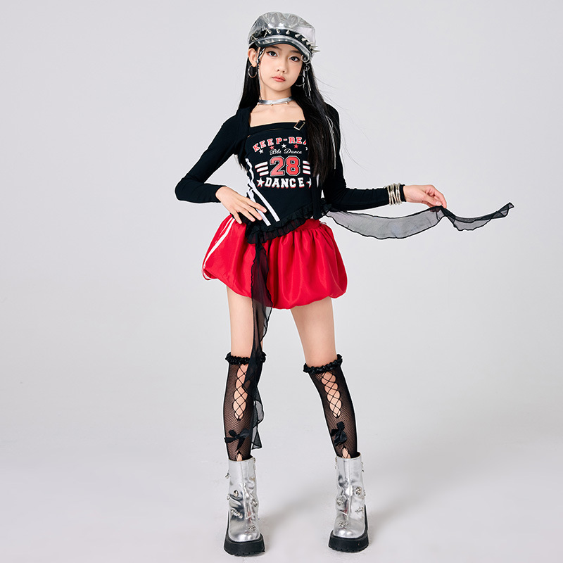 新しい女の子 K-POP ジャズステージ衣装黒、白トップヒッ - Street Fashion Outfit Girl のレビューと価格