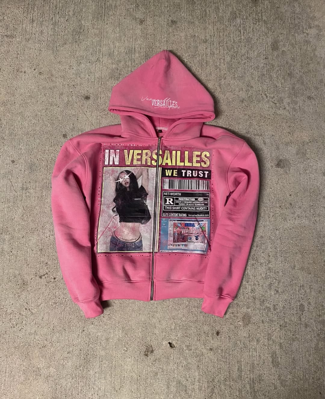 レトロなファッションプリント柄のパーカー、Y2Kゴシックスタ - Street Fashion Zip Up Hoodie のレビューと価格