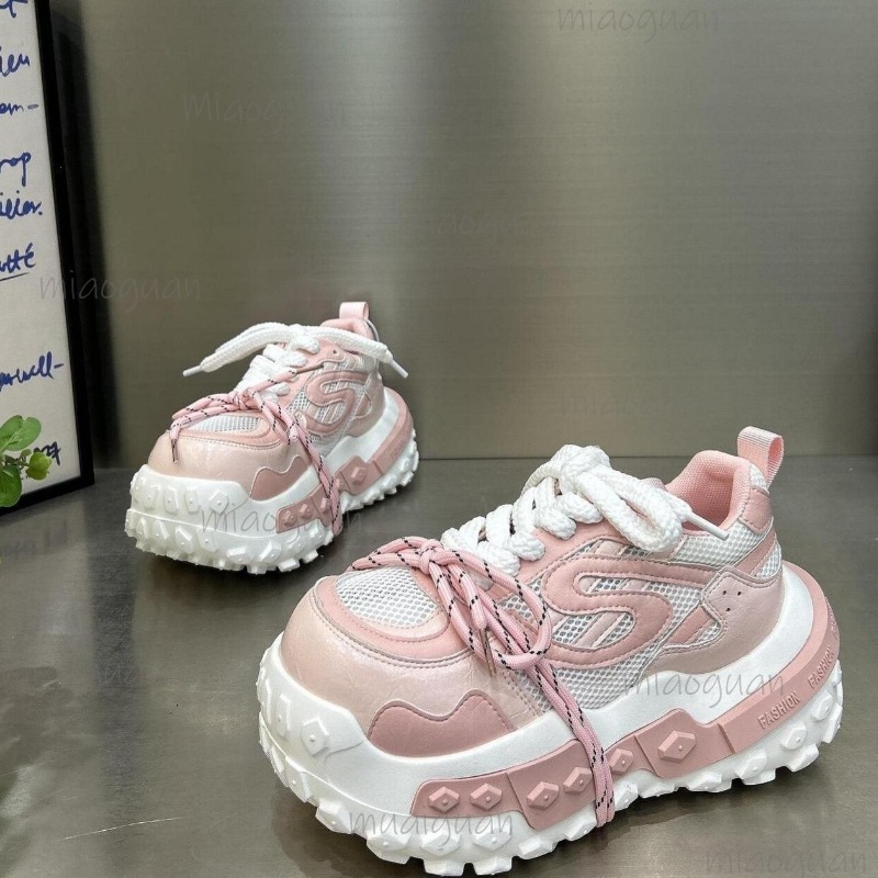 レディースチャンキープラットフォームダッドスニーカー、通気性 - Street Fashion Female のレビューと価格
