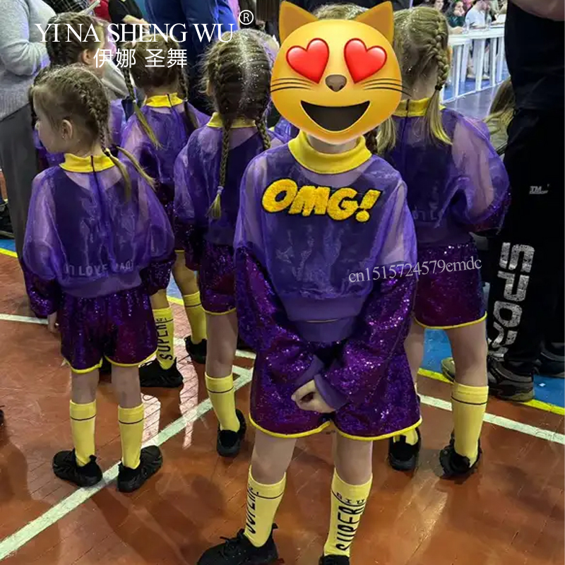女の子のジャズダンス衣装子供ファッションストリートヒップホッ - Street Fashion Outfit Girl のレビューと価格