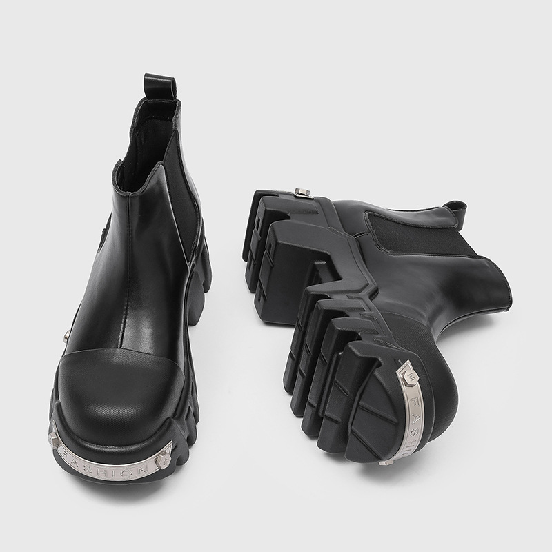 高級ファッションメンズブーツスリッポンプラットフォームシュー - Street Fashion Goth のレビューと価格