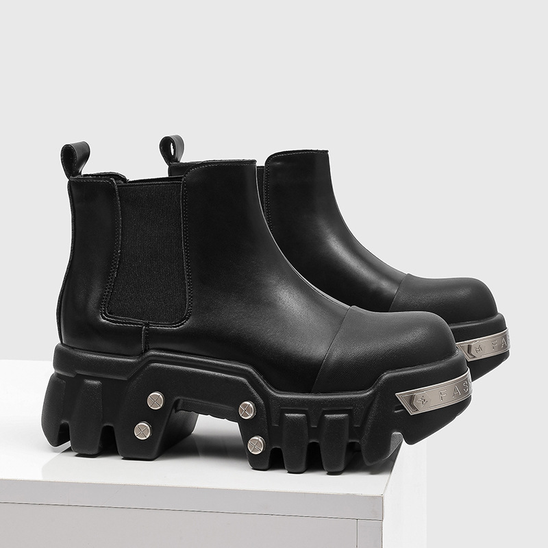 高級ファッションメンズブーツスリッポンプラットフォームシュー - Street Fashion Goth のレビューと価格