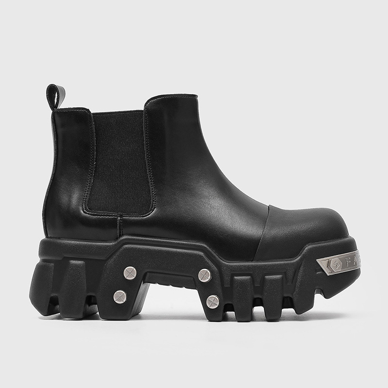 高級ファッションメンズブーツスリッポンプラットフォームシュー - Street Fashion Goth のレビューと価格