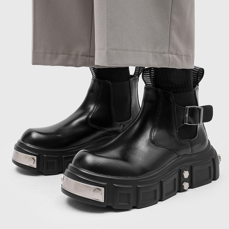 メンズファッションパンクゴスチェルシーブーツブラックブラウン - Street Fashion Goth のレビューと価格