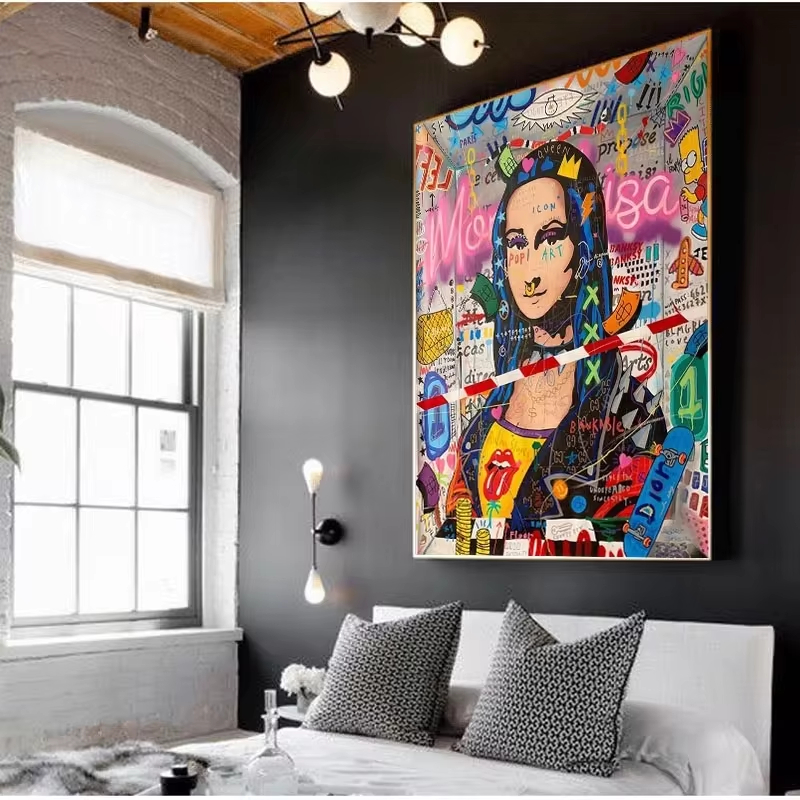 ストリートアートの抽象的な落書きキャンバス絵画,有名な面白い - Street Fashion Poster のレビューと価格