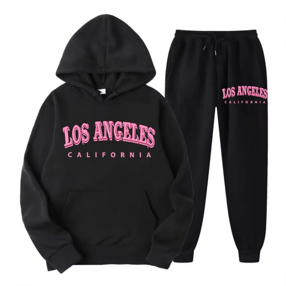 女性用パーカーとパンツのセット,ゆったりとしたセーター,フリ - Street Fashion California のレビューと価格
