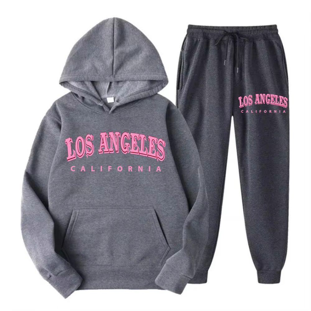 女性用パーカーとパンツのセット,ゆったりとしたセーター,フリ - Street Fashion California のレビューと価格