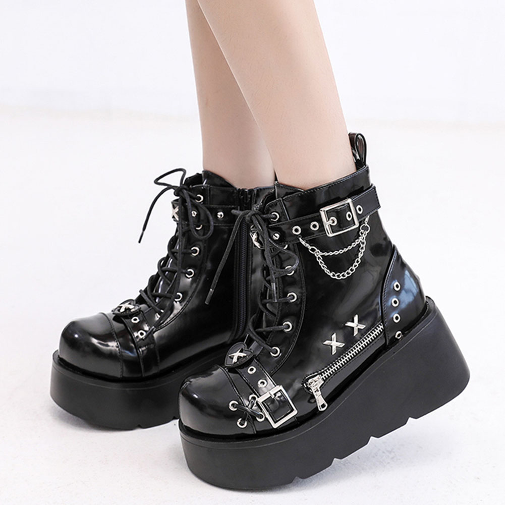 新品レディースゴスプラットフォームアンクルブーツファッション - Street Fashion Goth のレビューと価格
