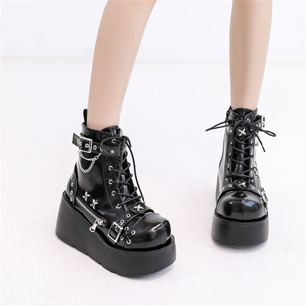 新品レディースゴスプラットフォームアンクルブーツファッション - Street Fashion Goth のレビューと価格