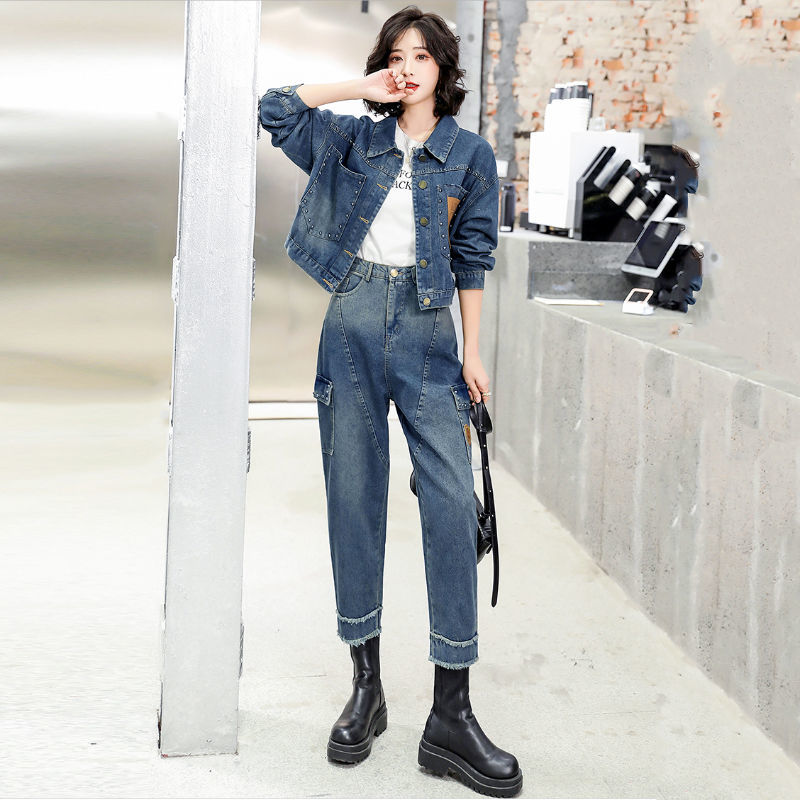 女性の春秋のファッションフライドストリートカウボーイスーツ春 - Korean Street Fashion Female のレビューと価格