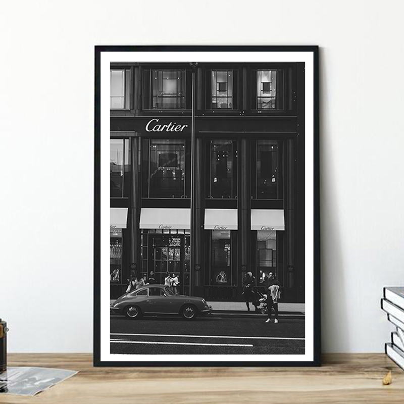 ヨーロッパのストリートキャンバス絵画ファッション黒白ヴィンテ - Street Fashion Poster のレビューと価格