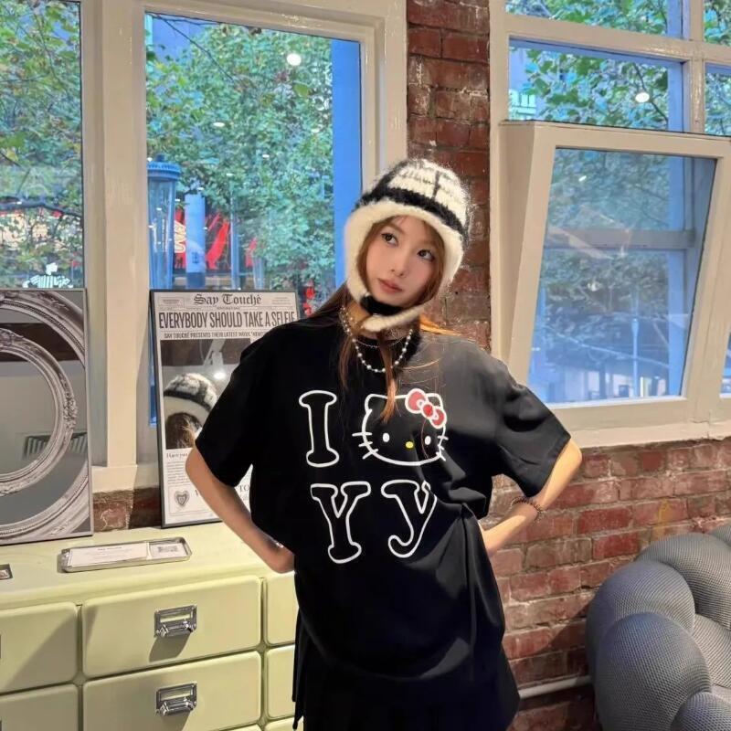 半袖サンリオ夏用純綿ユニセックスTシャツハローキティトレンデ - Street Fashion Casual のレビューと価格