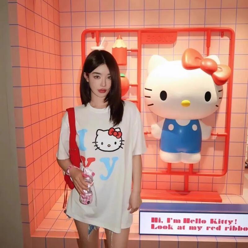 半袖サンリオ夏用純綿ユニセックスTシャツハローキティトレンデ - Street Fashion Casual のレビューと価格