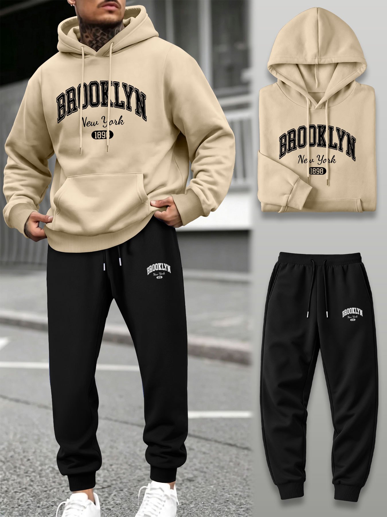 メンズ2ピーストラックスーツ フーディー ジョガーパンツセッ - Street Fashion Casual のレビューと価格