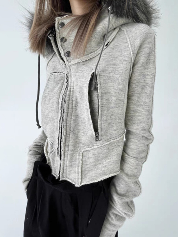 女性用ジッパー付きパーカー,ヴィンテージファッションのスウェ - Street Fashion Zip Up Hoodie のレビューと価格