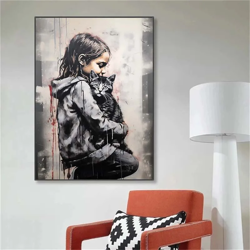 バンクシー落書き少年少女バルーン付きキャンバスポスタープリン - Street Fashion Poster のレビューと価格