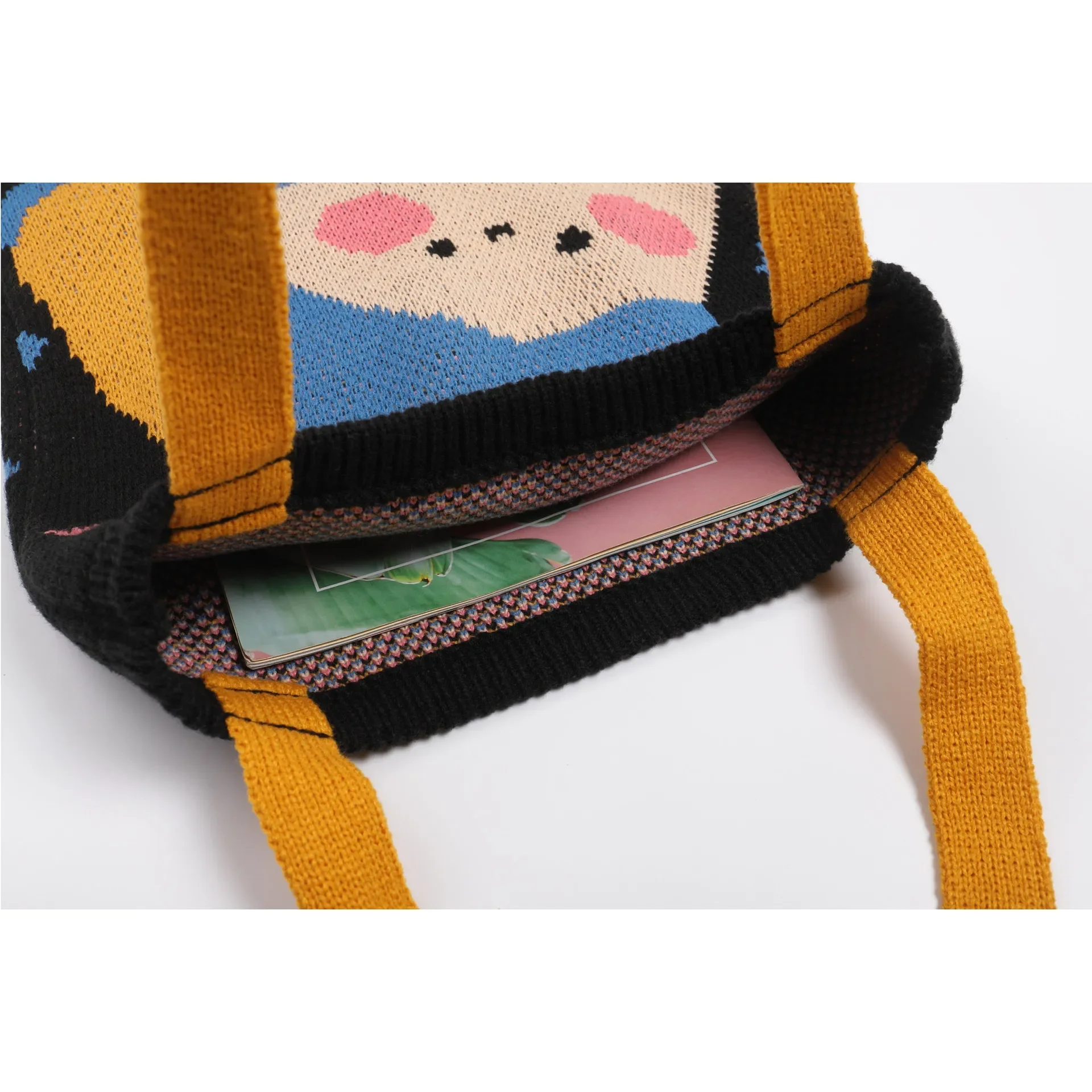 女の子用パール付きニットトートバッグ,トップハンドル,織り, - Japanese Street Fashion Female のレビューと価格