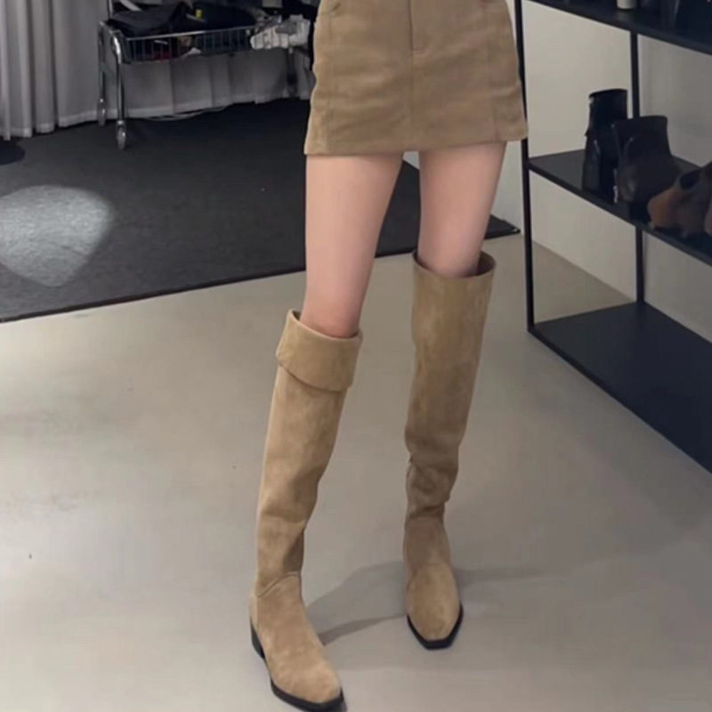 女性用伸縮性スリムスエードロングブーツ 秋冬ファッション ス - Street Fashion Female のレビューと価格