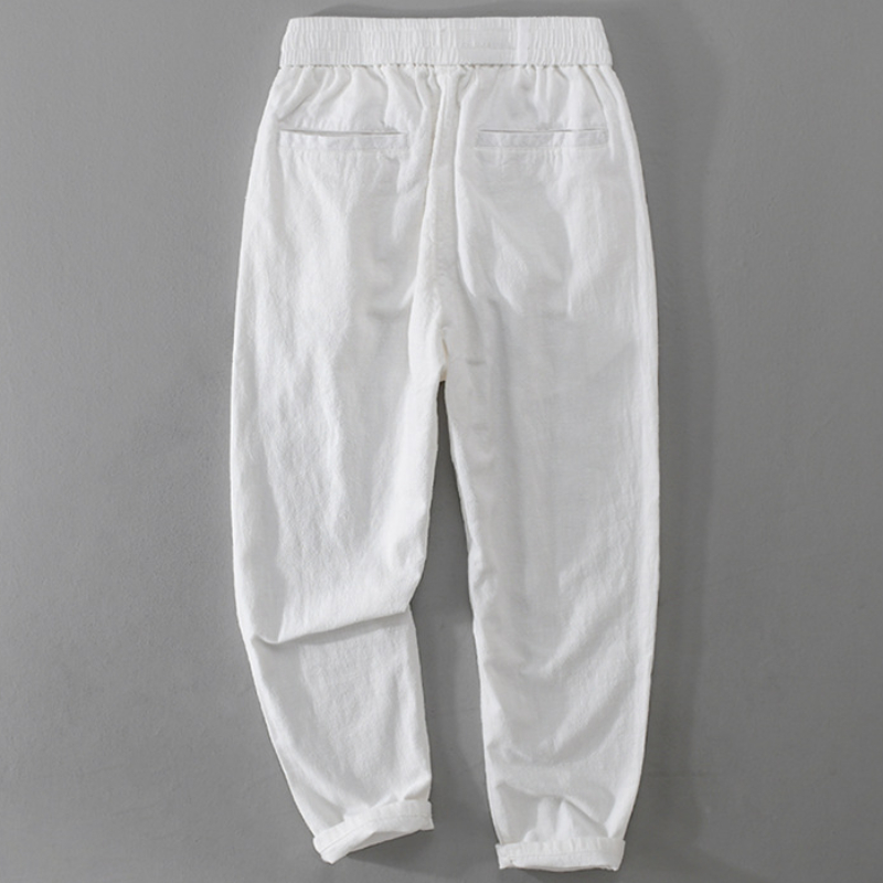 春夏の新作、メンズ用リネン混綿のカジュアルストレートパンツ。 - Street Fashion News のレビューと価格