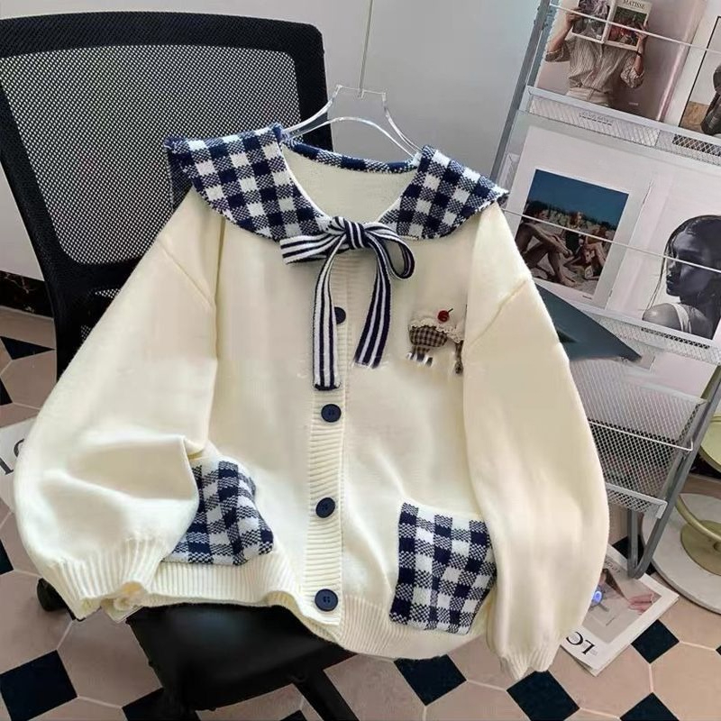 レトロでスイートなニットアウターウェア、女性用、日本の原宿ス - Japanese Street Fashion Female のレビューと価格